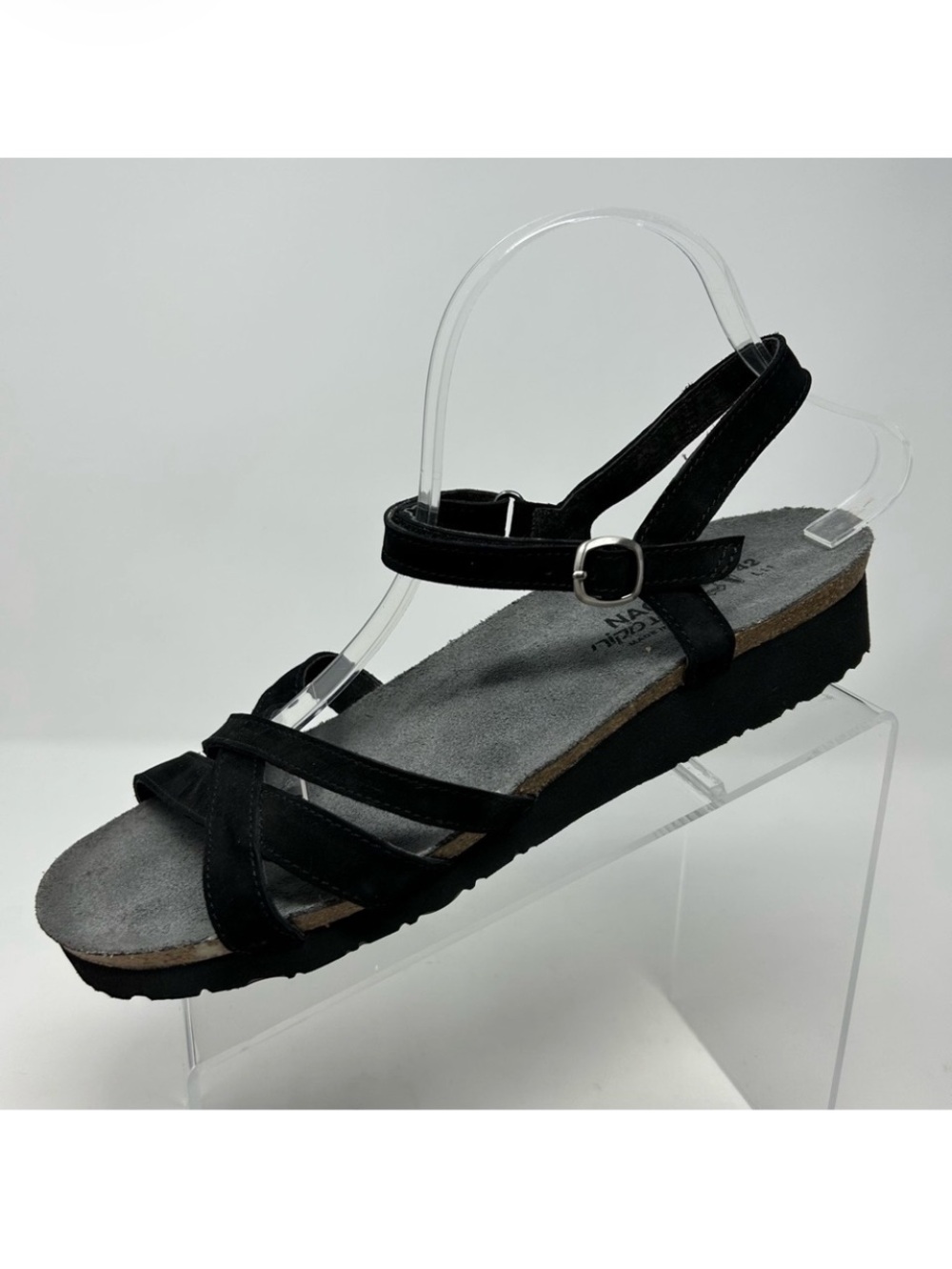 Naot Brittany Black Nubuck Comfort Strappy Slingback Sandals Size 42